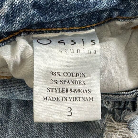 Oasis by eunina jeans Womens size 3 ripped denim Distressed Blue Casual Boho - Picture 8 of 12